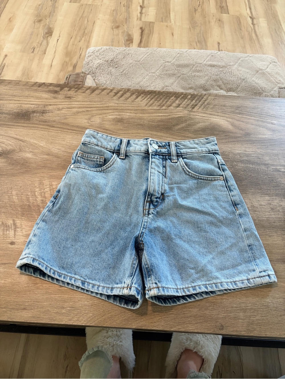 Guess Light Blue High-Rise Denim Shorts